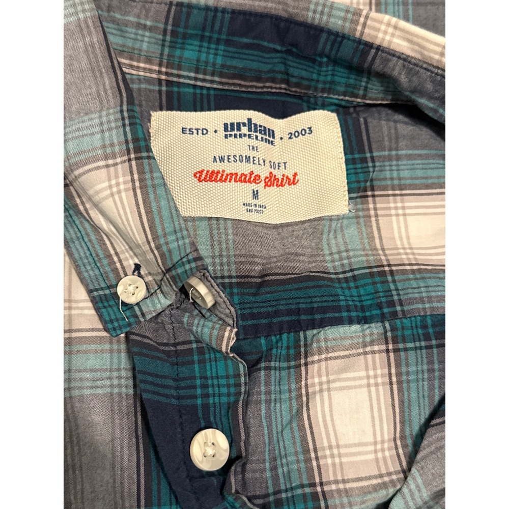 Urban Pipeline Plaid Button Down Shirt Men's Size‎ M Short Sleeve